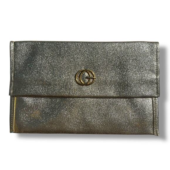 Vintage Clutch Wallet Formal Handbag Rectangle Metallic Gold Snap Closure - Picture 1 of 5